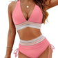 🔥Sommerschlussverkauf - 50% Rabatt🔥✨👙Hoch taillierte Bikini-Sets mit Bauchansatz und Farbblock