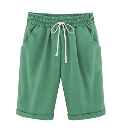 💕 HEISSER SALE50% RABATT🌷Plus Größe Solid Farbe Elastische Taille Lose Cropped Shorts