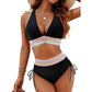 🔥Sommerschlussverkauf - 50% Rabatt🔥✨👙Hoch taillierte Bikini-Sets mit Bauchansatz und Farbblock