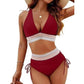 🔥Sommerschlussverkauf - 50% Rabatt🔥✨👙Hoch taillierte Bikini-Sets mit Bauchansatz und Farbblock