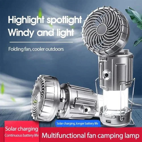 ⛺️🔥Heißer Verkauf 50 % RABATT💡Tragbare LED-Campinglaterne mit Ventilator 🎵💨